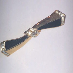 Angel Brand Elegant Black and Gold Tone Retro Boho Bow Brooch